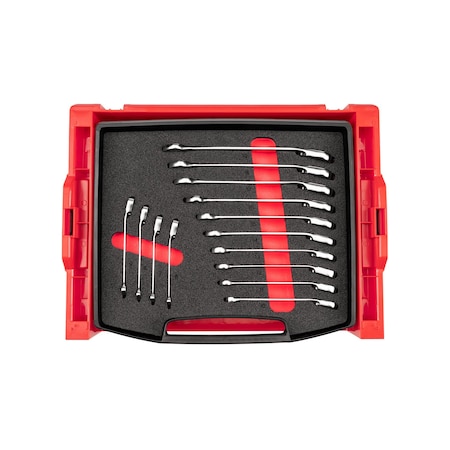 Tekton 14pc Reversible 12-Point Ratcheting Combination Wrench Set w/ Open Top Drawer and Rack (6-19 mm) OLB94204